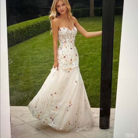 New Mori Lee Persephone All Ivory #2608 Sz 14 Lace Mermaid Wedding Dress